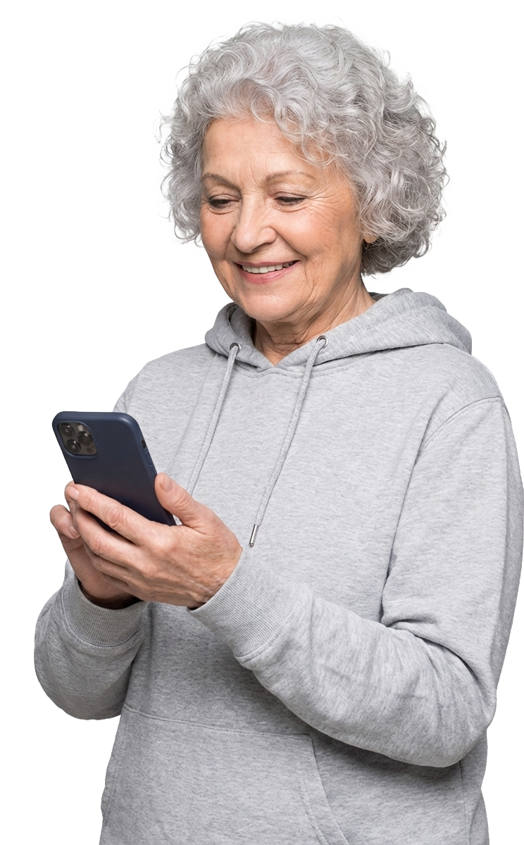 Happy customer booking a laundry collection on her mobile phone