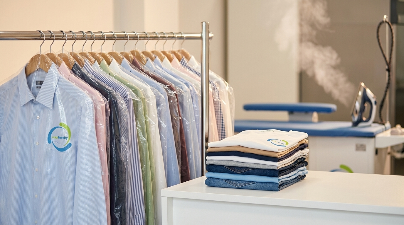 Professionally washed, dried and ironed clothes ready for delivery